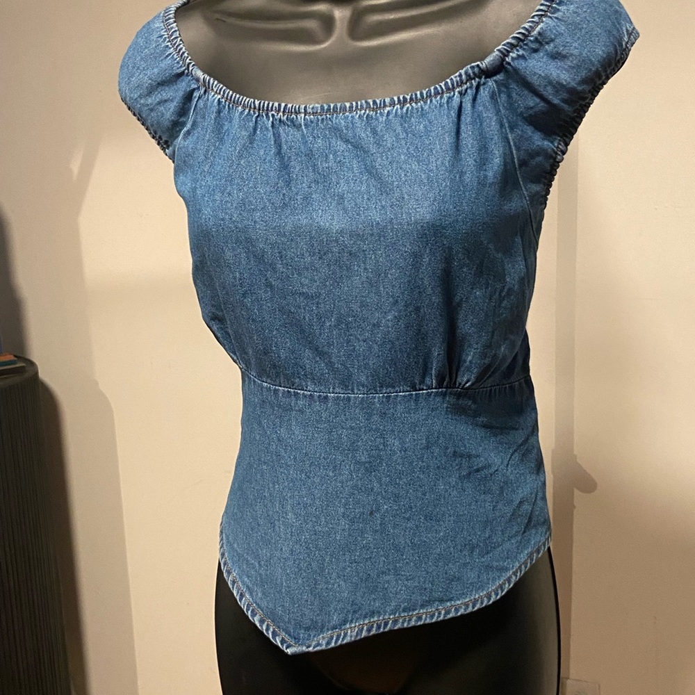 Denim tie-back top
